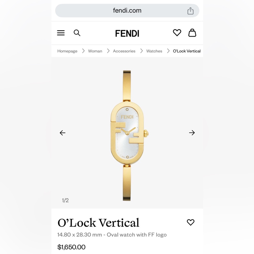 Fendi O'Lock gold watch with diamonds.